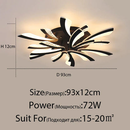 Lámpara de techo LED DecorBites™ para sala de estar, dormitorio, comedor o estudio, blanca y negra.