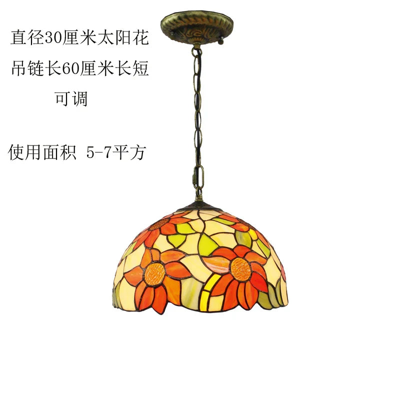 DecorBites™ Baroque Tiffany Pendant Light Stained Glass Chandelier for Home Dining Room E27