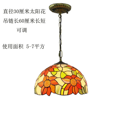 DecorBites™ Baroque Tiffany Pendant Light Stained Glass Chandelier for Home Dining Room E27