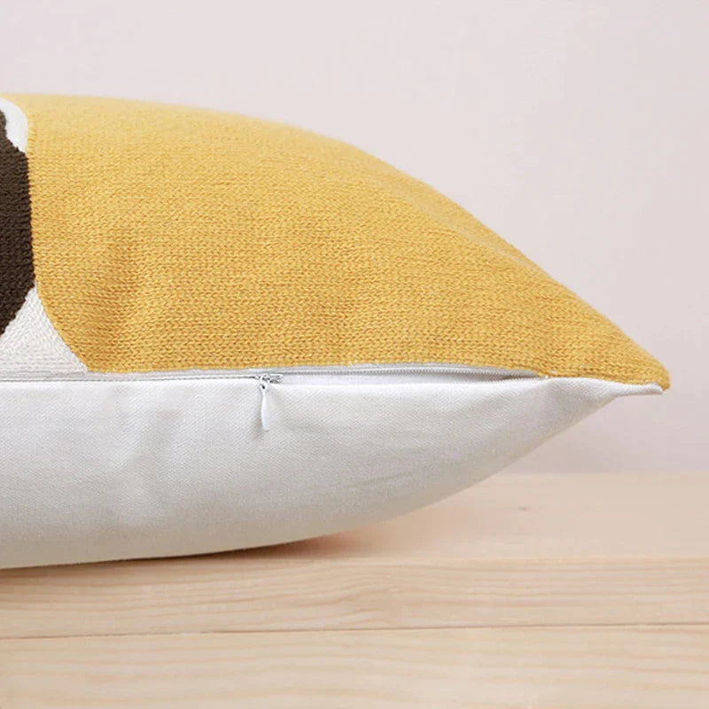 Funda de cojín DecorBites™ con bordado geométrico, 45x45cm/30x50cm, diseño abstracto amarillo y rosa