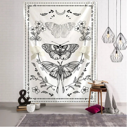 Psychedelic Butterfly Tarot Tapestry for Bohemian Witchcraft Decor by Decobites