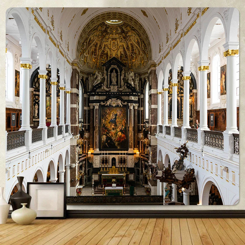 ديكور بايتس™ - نسيج ملائكي: ديكور جداري مستوحى من الكنيسة بتصميم بوهو للمنزل - أغطية سرير، أريكة، أو بطانية