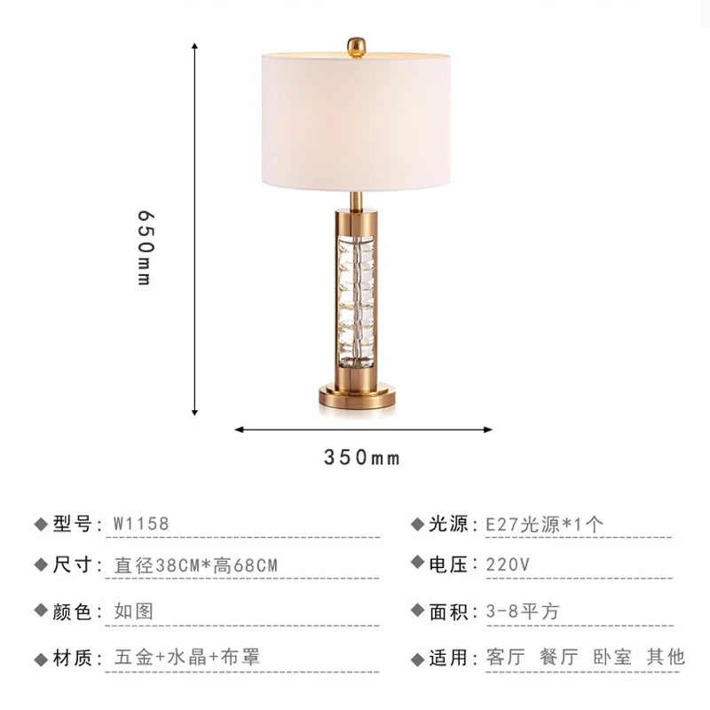 DecorBites™ Crystal Table Lamp: Nordic Light Luxury Design for Bedroom Bedside