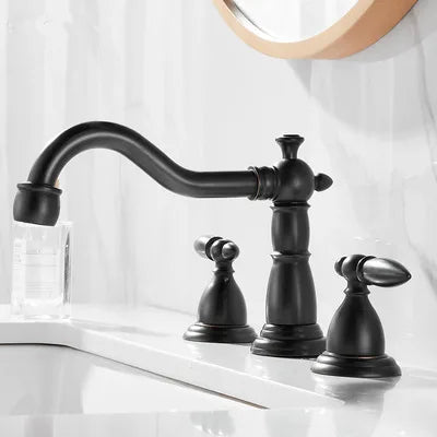 Grifo de baño de latón dorado Decorbites™ de montaje amplio - Grifos de fregadero antiguo de 3 orificios