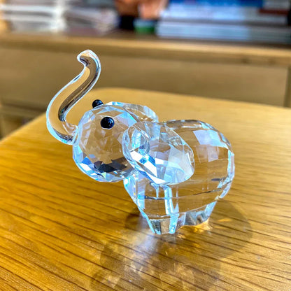 DecorBites™ Clear Glass Elephant Figurine Cute Animal Ornament Collectible Home Decor