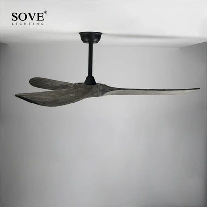 مروحة سقف DecorBites™ مقاس 60 بوصة من الخشب الصلب مزودة بجهاز تحكم عن بعد