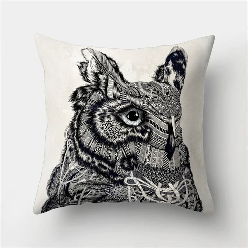 DecorBites™ Cute Owl Cushion Pillow Cover for Home Sofa Bedroom Decor