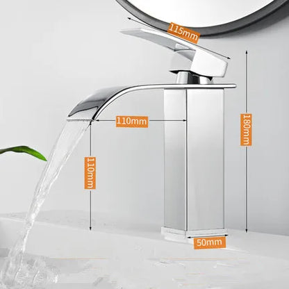 DecorBites™ Gold Waterfall Basin Faucet: Brass Bathroom Mixer Tap, Hot Cold Sink Faucet