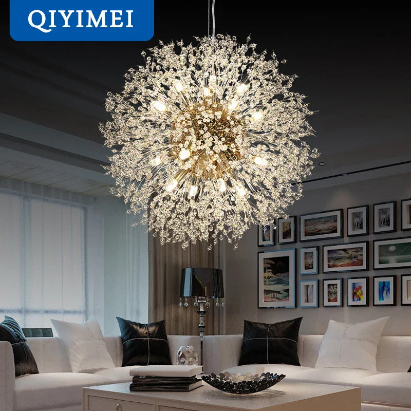 DecorBites™ Gold/Silver LED Crystal Chandelier for Home Living Dining Study Hall Bedroom