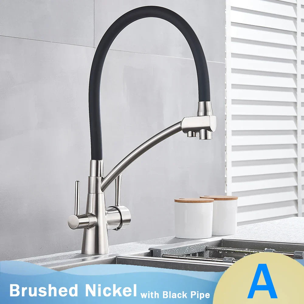 DecorBites™ Black 2-in-1 Pull Down Kitchen Faucet with Filtered Water