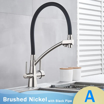 DecorBites™ Black 2-in-1 Pull Down Kitchen Faucet with Filtered Water
