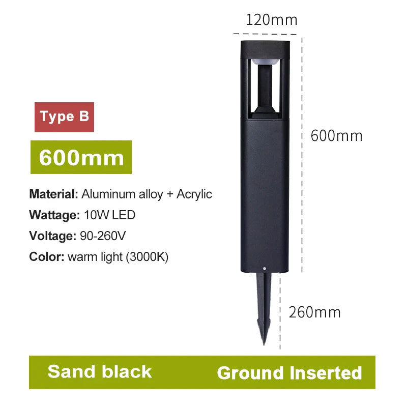 DecorBites™ LED Bollard Lawn Lamp: Stylish Waterproof Outdoor Garden Path Light