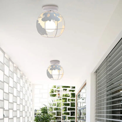 DecorBites™ World Map Metal Wire Globe Ceiling Light Shade - Modern Loft Cage Shade
