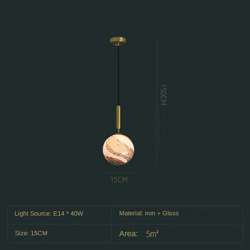 Lámpara colgante DecorBites™ Glass Planet: Lámpara colgante LED nórdica moderna para sala de estar, dormitorio...
