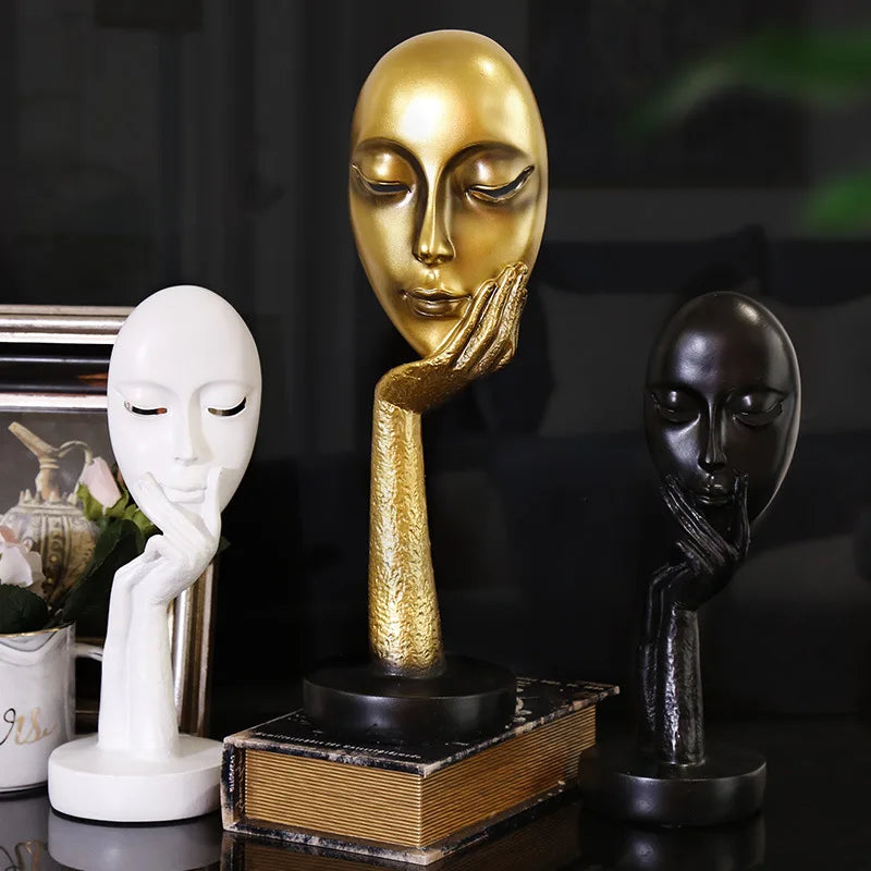 Decorbites™ Escultura de Arte Abstracta de Rostro Femenino en Resina, Adornos para la Decoración del Hogar