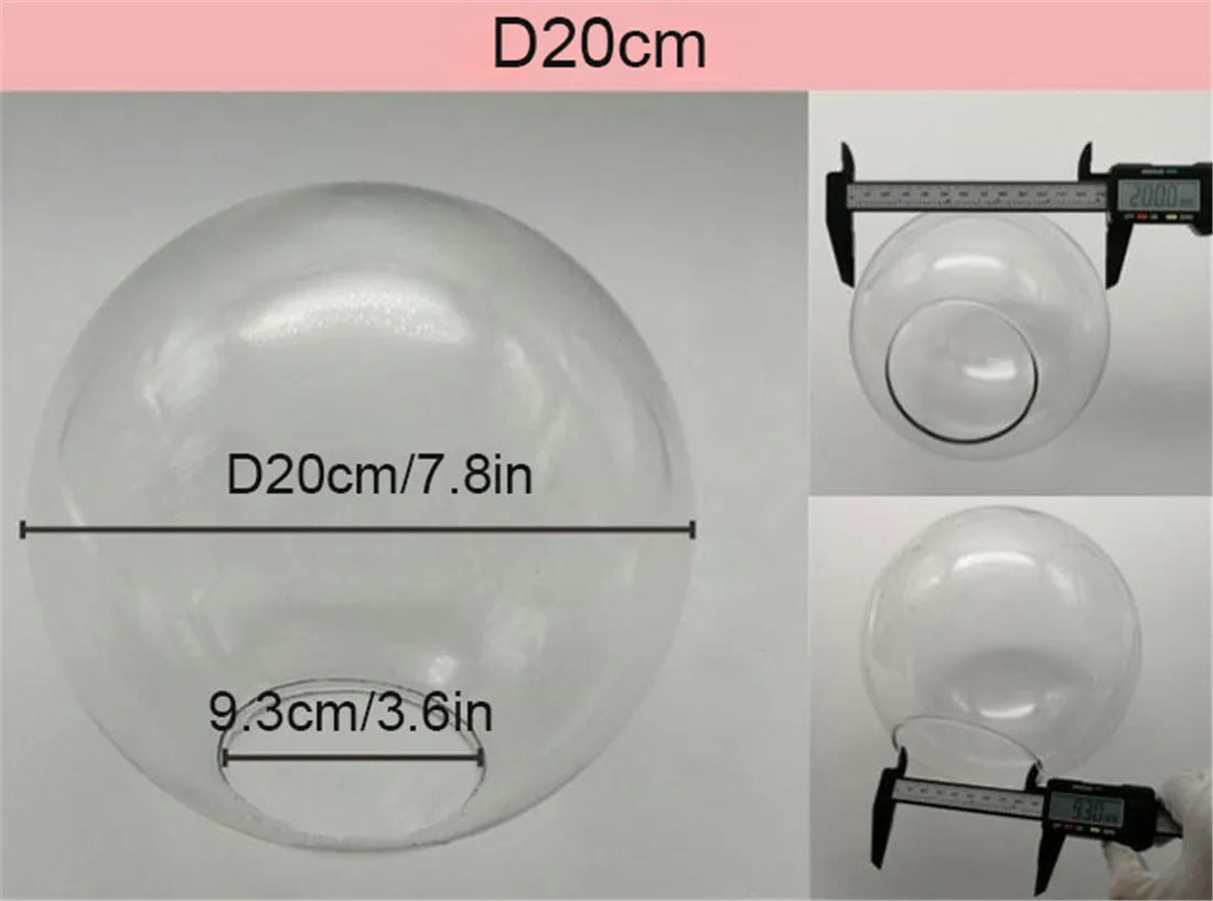 DecorBites™ Clear Glass Lamp Shade Round Light Cover Replacement - D13cm to D25cm