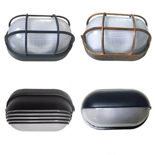 DecorBites™ Black Bulkhead Wall Lantern Exterior Wall Light - Security Sconce for Porch & Patio