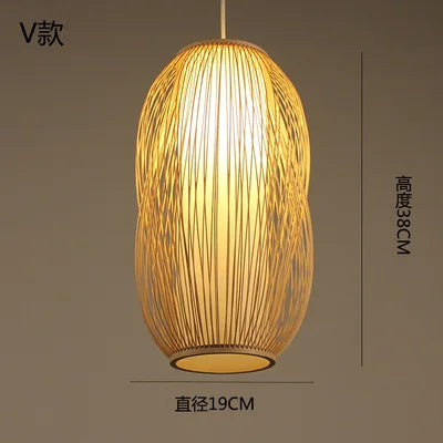 DecorBites™ Japanese Bamboo Chandelier Lights for Bedroom Living Room Tea Room Zen Lamps