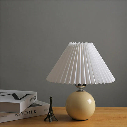 DecorBites™ Japanese Ceramic Table Lamps Living Room Pleated Skirt Lampshade Warm Bedroom Lighting