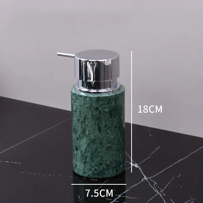 DecorBites™ Dark Green Marble Bathroom Set - Nordic Light Luxury Tray Toothbrush Holder Soap Dispenser Kit