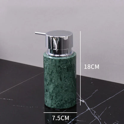 DecorBites™ Dark Green Marble Bathroom Set - Nordic Light Luxury Tray Toothbrush Holder Soap Dispenser Kit
