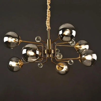 DecorBites™ Gold Glass Ball Chandelier LED Lighting for Living Room, Kitchen, Bedroom