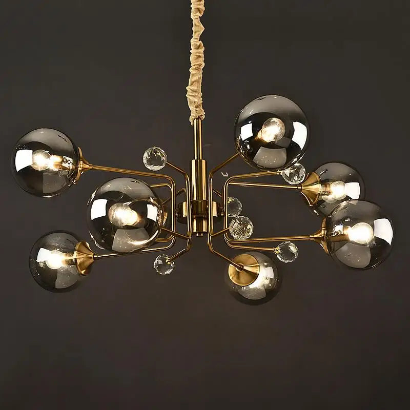 Lámpara de araña de bola de cristal dorado Decorbites™ con iluminación LED para sala de estar, cocina, dormitorio