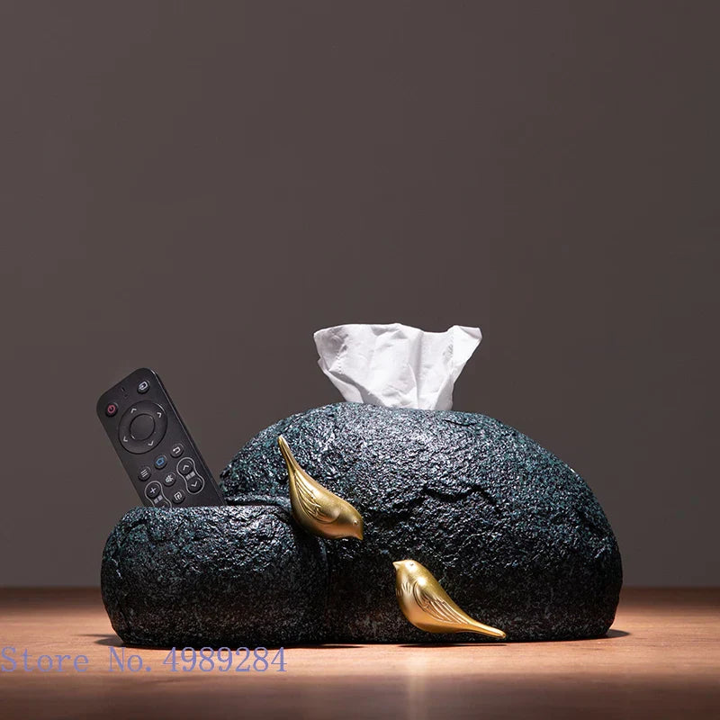 DecorBites™ Golden Bird Resin Tissue Box Ashtray Desktop Organizer Storage Box