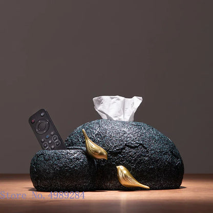 DecorBites™ Golden Bird Resin Tissue Box Ashtray Desktop Organizer Storage Box