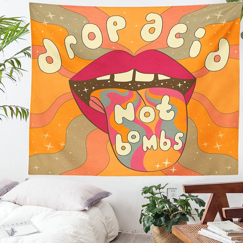 Decobites Rainbow 80s Tapestry for Girls Dorm - Psychedelic Wall Print Decor