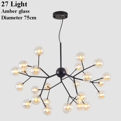 Lámpara de araña DecorBites™ con forma de rama y bola de cristal LED | Iluminación decorativa moderna con diseño de luciérnagas