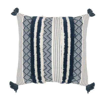 DecorBites™ Boho Jacquard Cushion Cover in Blue Yellow Black Woven for Home Decor