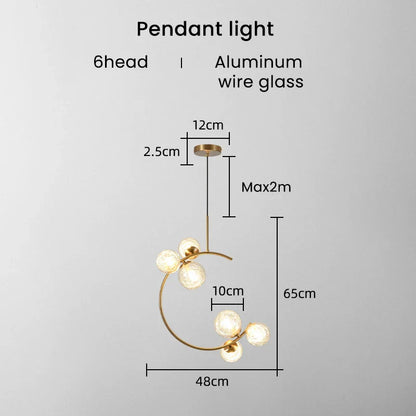DecorBites™ Gold Glass Ball Chandelier for Living Room Kitchen Bedroom - 220V 110V