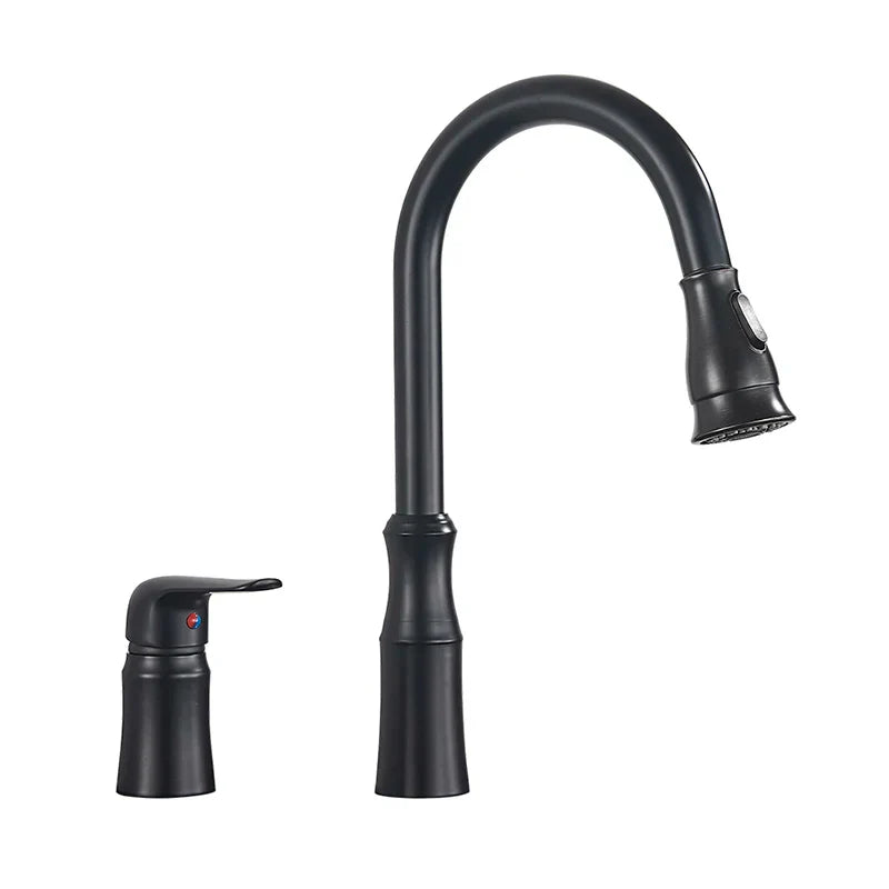 DecorBites™ Brass Black Kitchen Faucet Pull Out Mixer Taps Hot/Cold Water Cranes