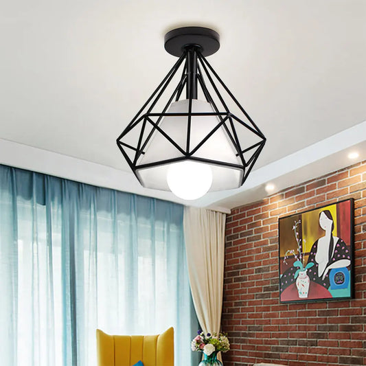 DecorBites™ Iron Cage Ceiling Light Fixture Retro Nordic Design Home Kitchen Lamp