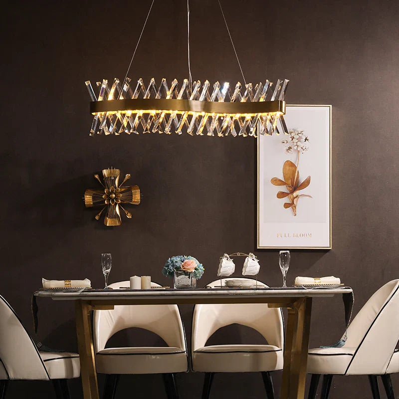 Lámpara de araña LED de cristal dorado Decorbites™ para comedor