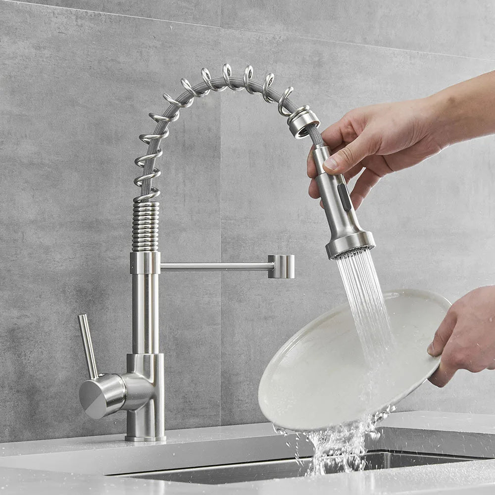 DecorBites™ Kitchen Faucet: Nickel Sink Mixer, Chrome Vanity Tap, Rotating Faucet for Modern Homes