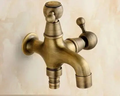 Grifos de jardín DecorBites™ de latón antiguo tallado con forma de dragón, monomando de agua fría para exteriores ★