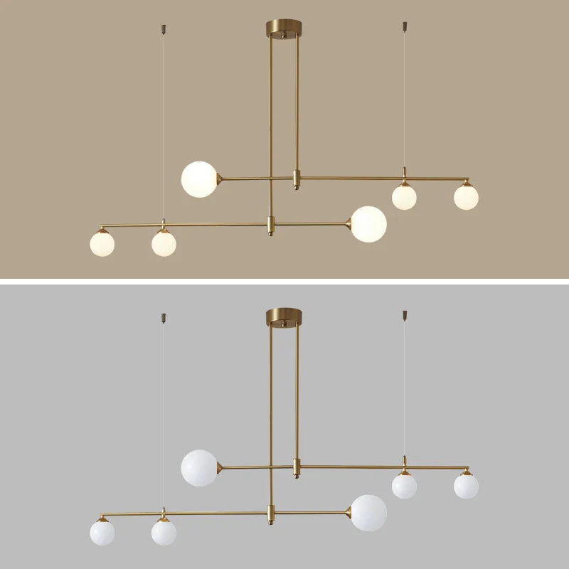 Gold Copper Glass Ball Chandelier 6-Head