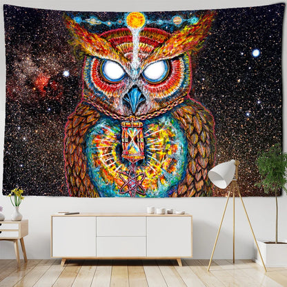 Decobites Psychedelic Owl Tapestry Wall Hanging for Colorful Hippie Bohemian Home Decor