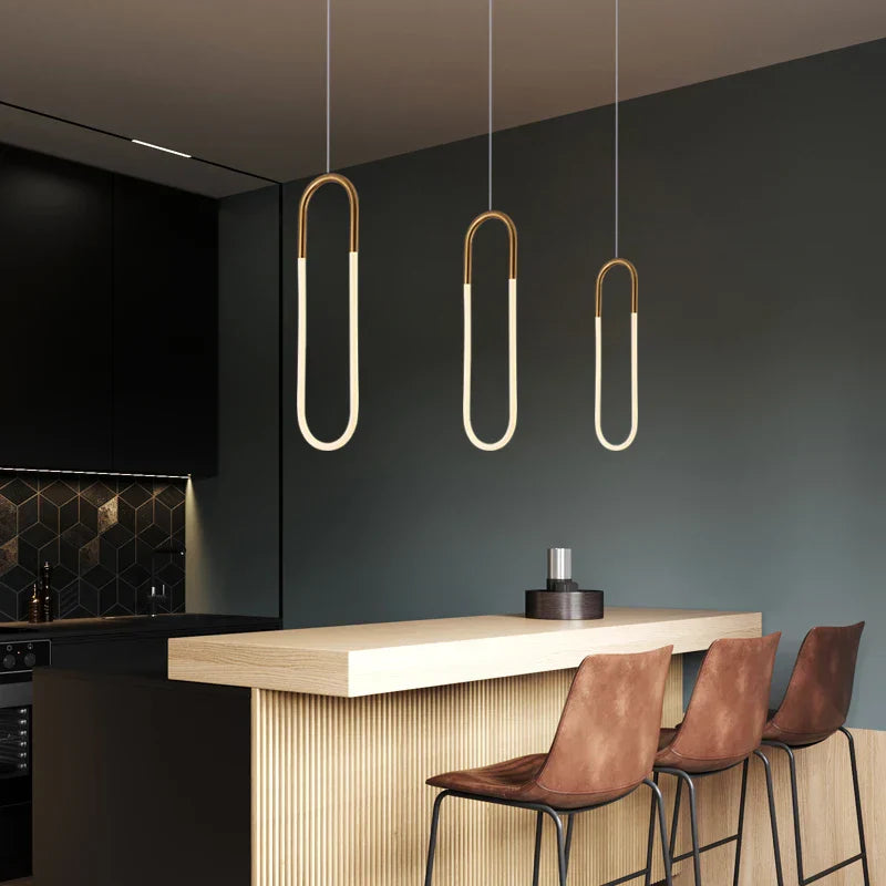 DecorBites™ Gold Acrylic Ring Pendant Light for Modern Living Spaces
