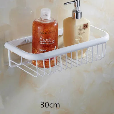 Estante de baño de latón dorado Decorbites™ con perchero para toallas, soporte para champú y canasta
