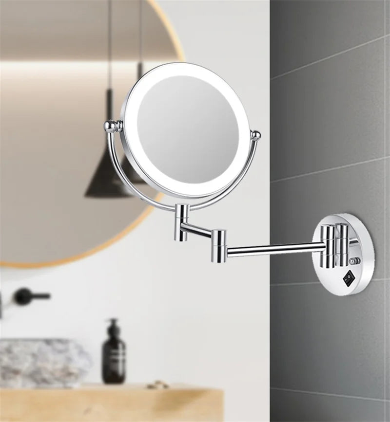 مرآة مكياج قابلة للطي من ديكوربايتس™ بقياس 8 بوصات مزودة بإضاءة LED من النحاس مع تكبير 3X/1X