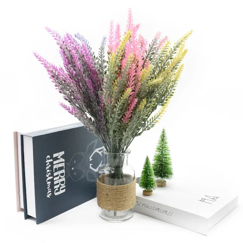 Decorbites™ Jarrón de Lavanda: Flores Artificiales Decoración para el Hogar Decoración de Boda Maceta Decorativa con Flores