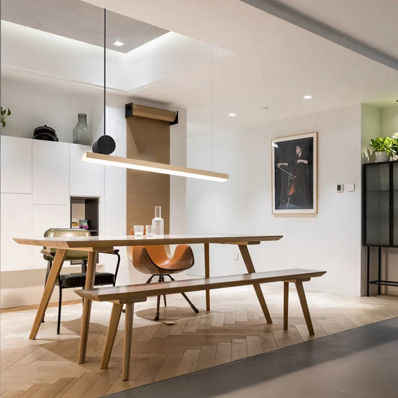 Lámpara colgante lineal LED dorada DecorBites™ para isla de cocina, restaurante o bar - Estilo nórdico de diseño