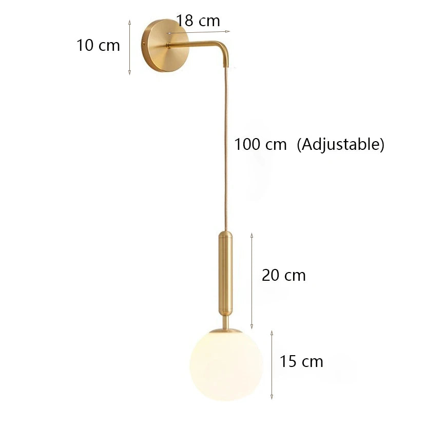 DecorBites™ Glass Shade Gold Wall Lamp for Bedroom Loft Design, Up Down Iron LED Wall Lights