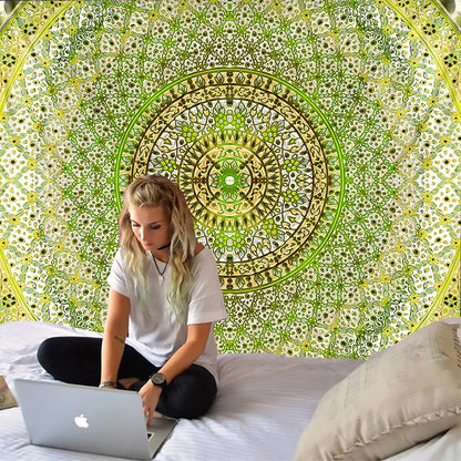 Decobites Floral Boho Mandala Tapestry Wall Hanging Hippie Psychedelic Carpet