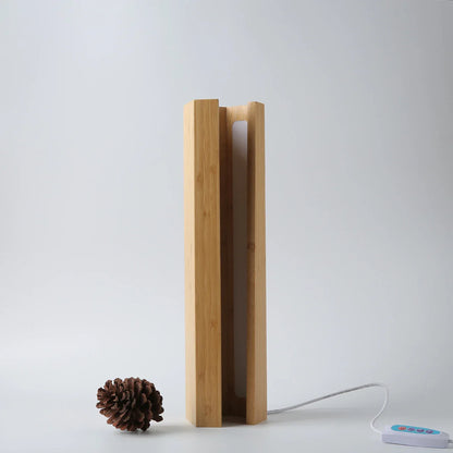 DecorBites™ Bamboo Pentagonal LED Desk Lamp: Soft Glow for Home Office Bedside Reading