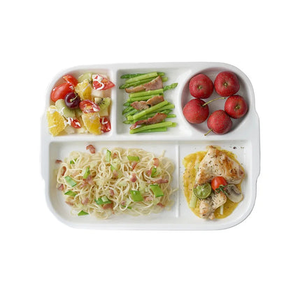 DecorBites™ Ceramic Divided Plate - Versatile White Porcelain Dish for Breakfast, Fruit, and More