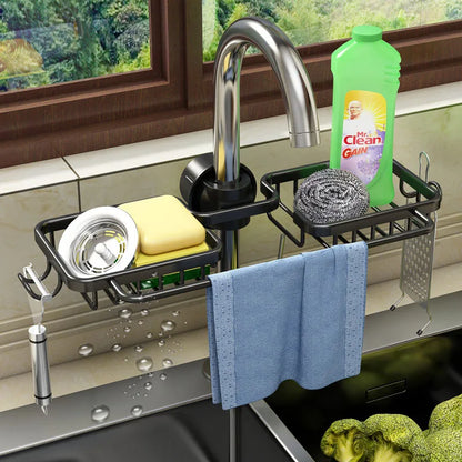 DecorBites™ Adjustable Kitchen Sink Rack with Soap Dish and Hooks
